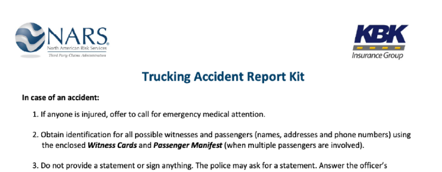 Image of English accident kit document