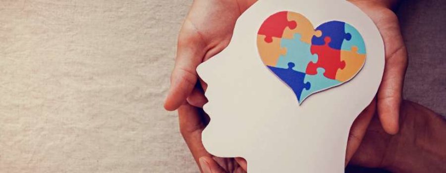 image of hands holding a head shaped cardboard with a puzzle piece inside