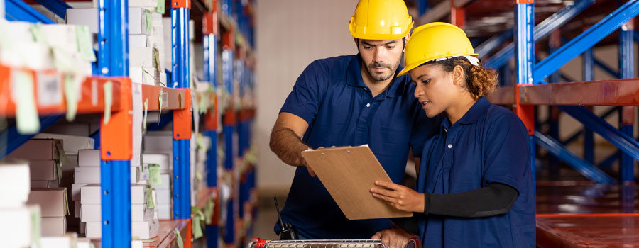 man and woman warehouse worker